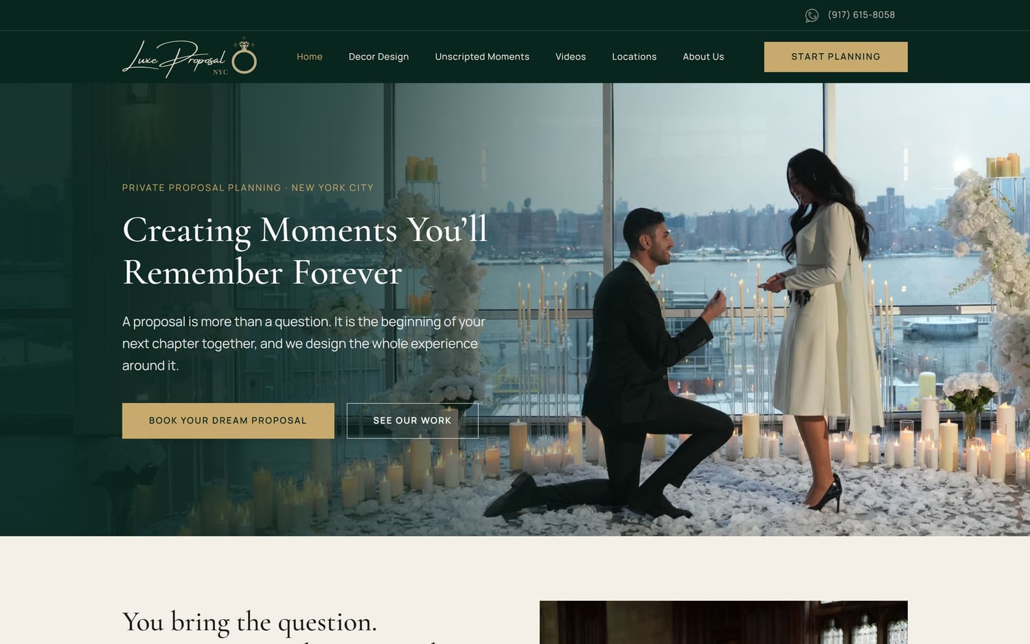 Homepage of Luxe Proposal NYC, a community & experiences website in New York City built by LocalForge